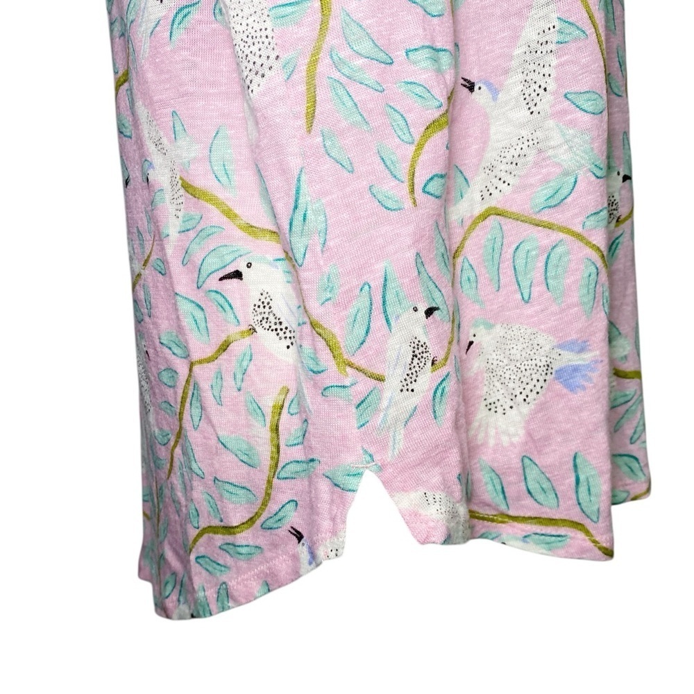 Cynthia Rowley 100% Linen Pink Tropical Birds Top Blouse - Picture 6 of 12